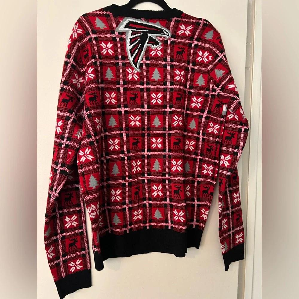 NFL Atlanta Falcons Red and Black Crewneck Sweater - Picture 4 of 5